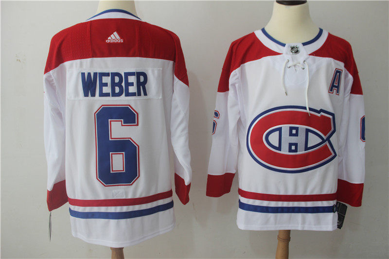 Men Montreal Canadiens #6 Weber white Adidas Stitched NHL Jerseys